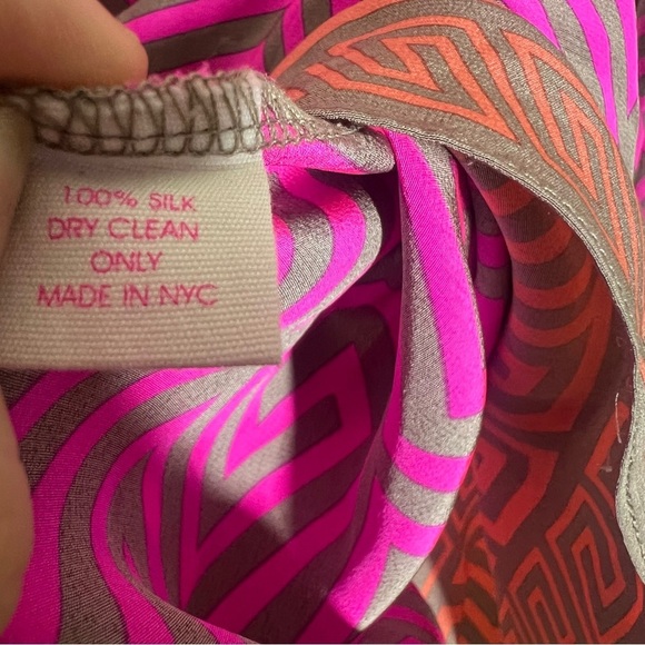 Alice & Trixie Womens Pink Orange Geometric Print Silk Tunic Top Size Small - Picture 6 of 9